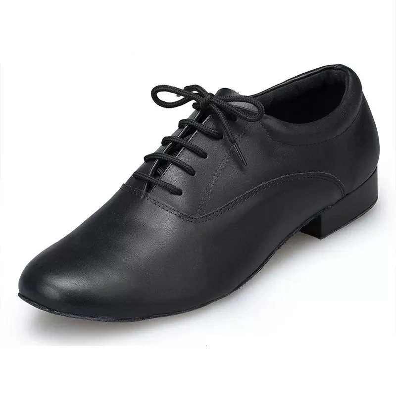 

Men Prom Party Ballroom Latin Tango Modern Salsa Dance Shoes Black Leather Samba Rumba Jazz Soft Suede Heels Shoes EU39-45