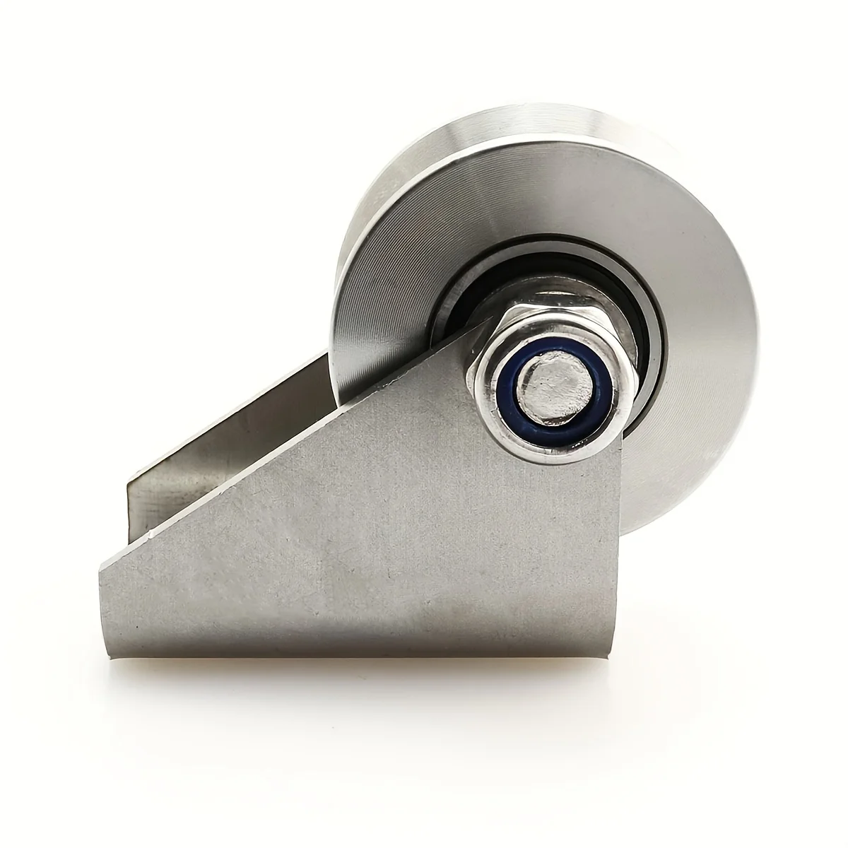 Detachable Oblique Stainless Steel V-Type Groove Sliding Wheel Roller Track Rail Fixed Pulley, Silver Tone