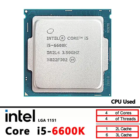 Intel Core i5 6600K i5-6600K 3.5 GHz Used Quad-Core Quad-Thread CPU Processor 6M 91W LGA 1151