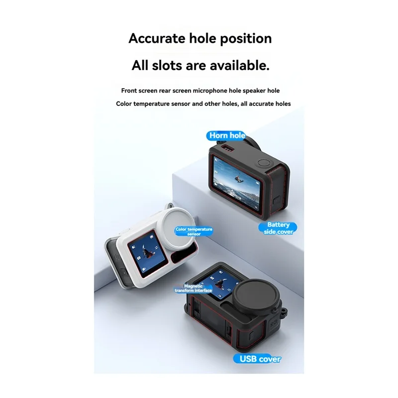 DIGIT-For DJI Action 5 Pro Silicone Case Protective Cover Anti-Fall And Anti-Lost Rope Sports Camera Accessories A