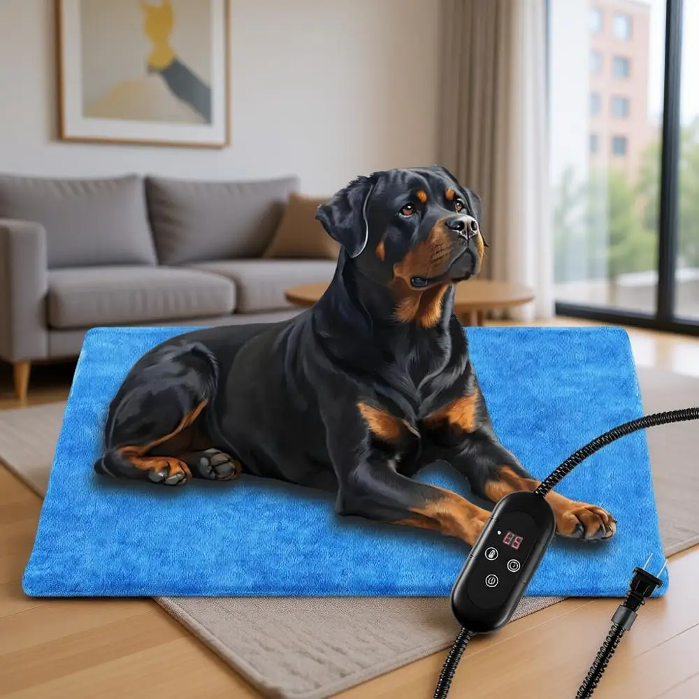 

Heating Pad for Dogs and Cats, Indoor Outdoor Waterproof Electric Heated Pad Mat with Chew Resistant Cord, 5 Timer and 6 Level T