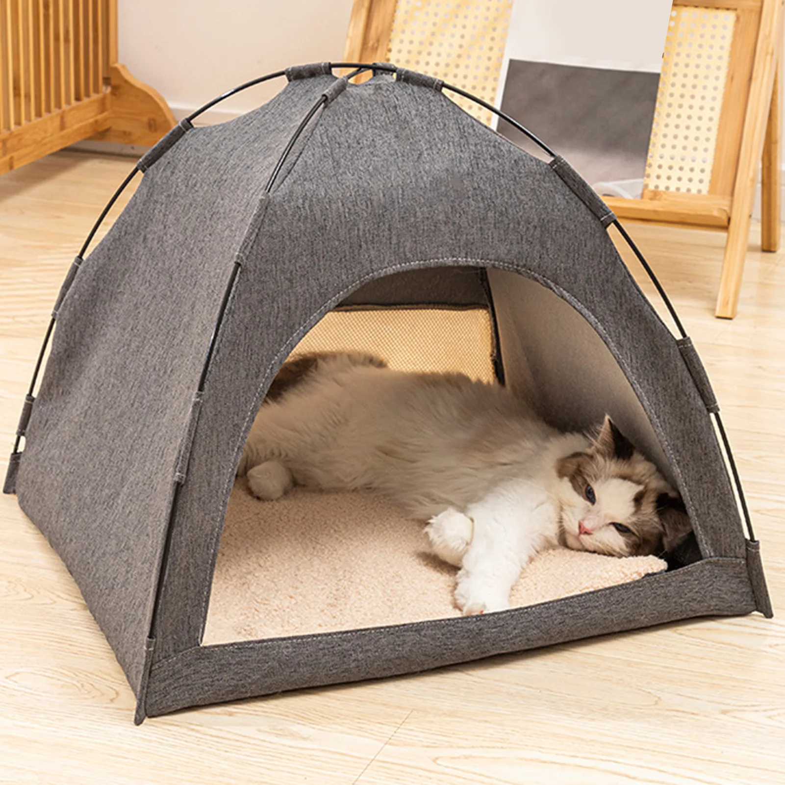 Pet Tent Bed Cats House Supplies Products Accessories Cushions Furniture Sofa Basket Beds All Seasons Clamshell Kitten Tents Cat