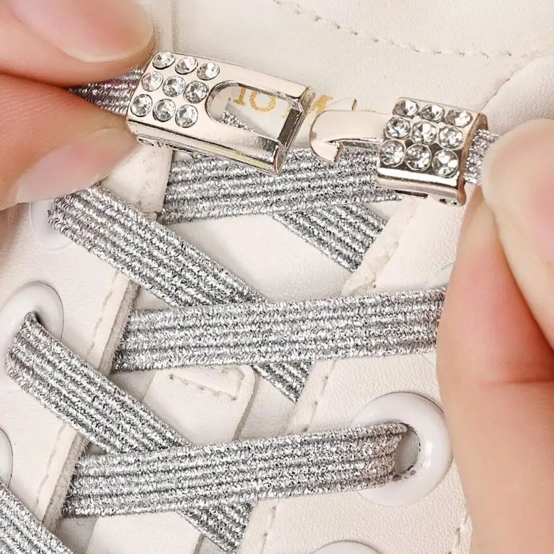 1 Paar Schnürsenkel ohne Binden, bunte Schnallen-Schnürsenkel, Perlenlicht, bunte Mode, ohne Binden, elastische Schnürsenkel für Sneaker, Kinder und Erwachsene – Detail 2