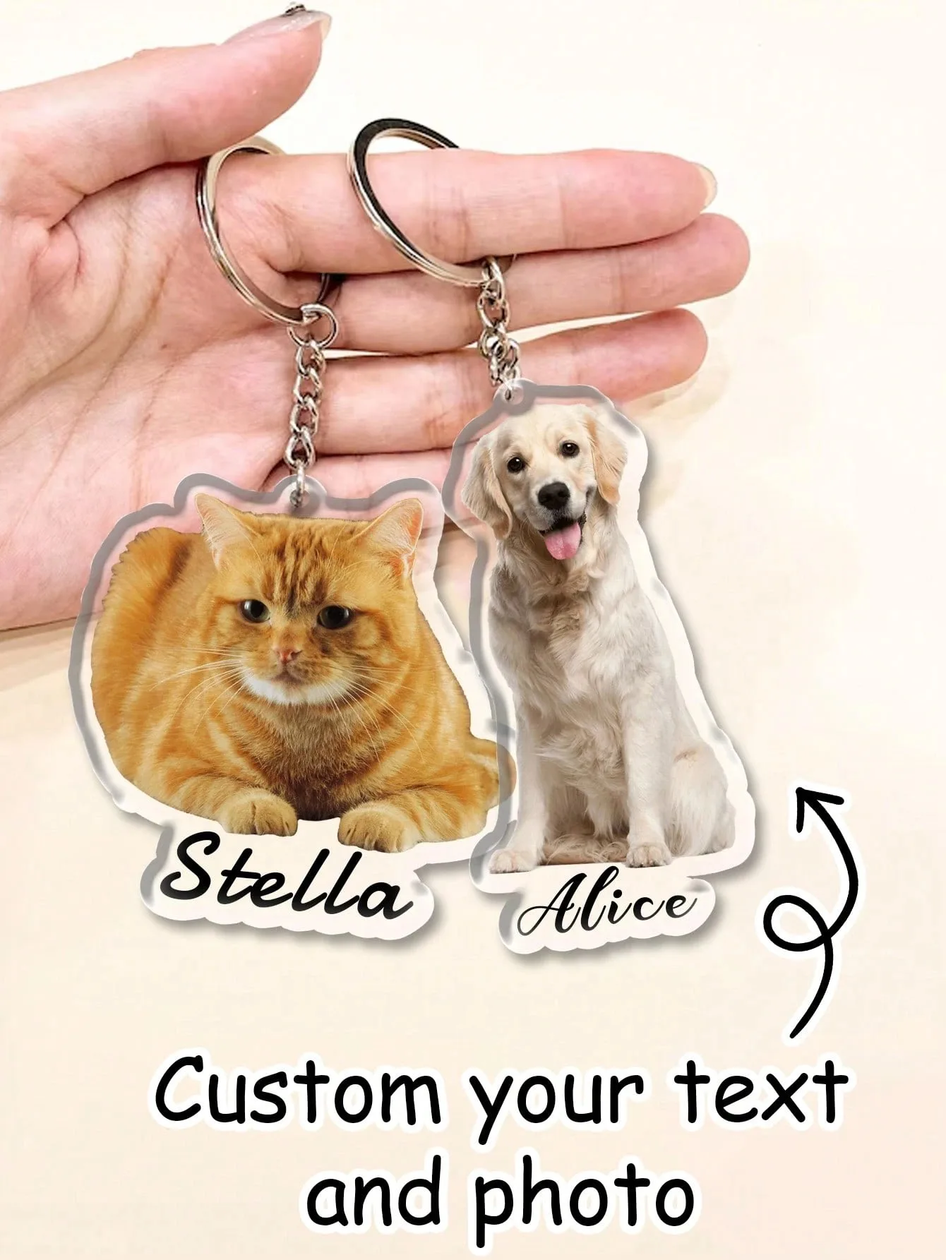 Personalized Acrylic Keychain, Custom Name Photo Keychain, Women Backpack Pendant, Custom Pet Keychains, Cat Dog Key Tags