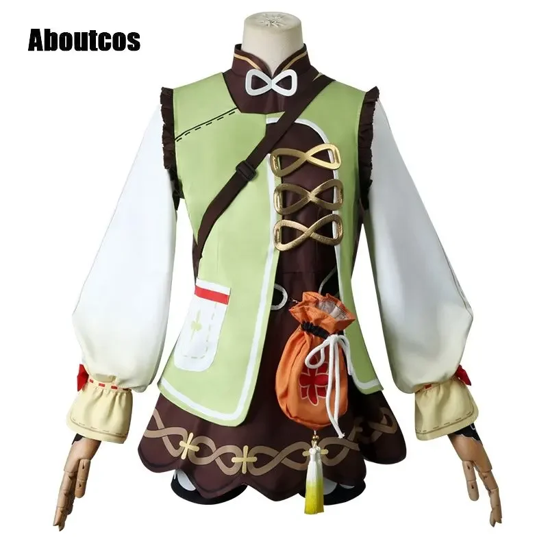 Aboutcos Spiel Genshin Impact YaoYao Cosplay Kostüm Frauen Süßes Lolita Kleid Schöne Uniform Yao Yao Anime Anzug Halloween Outfit