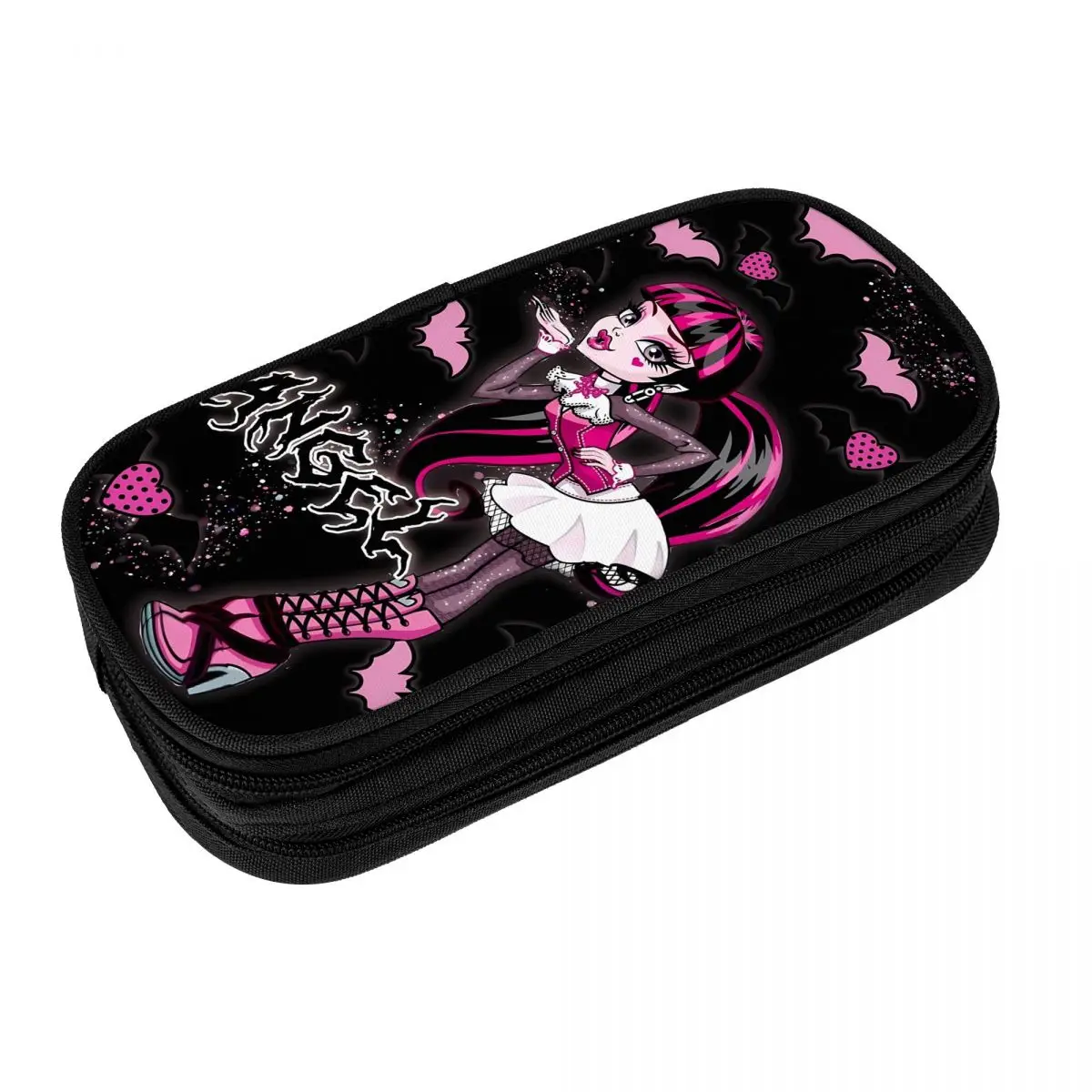 Draculaura Cartoon Pencil Case Monster High Kids Retro Pen Box Custom School Pencil Cases Stationery Organizer Gift