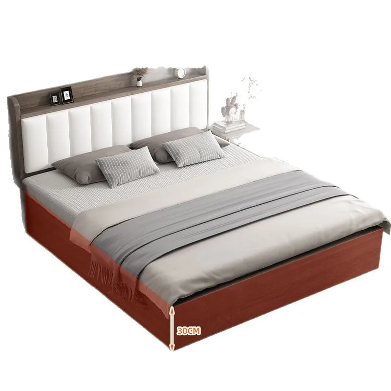 

Single Combination Solid Wood Bed Household Soft Case Bedroom Double Bed