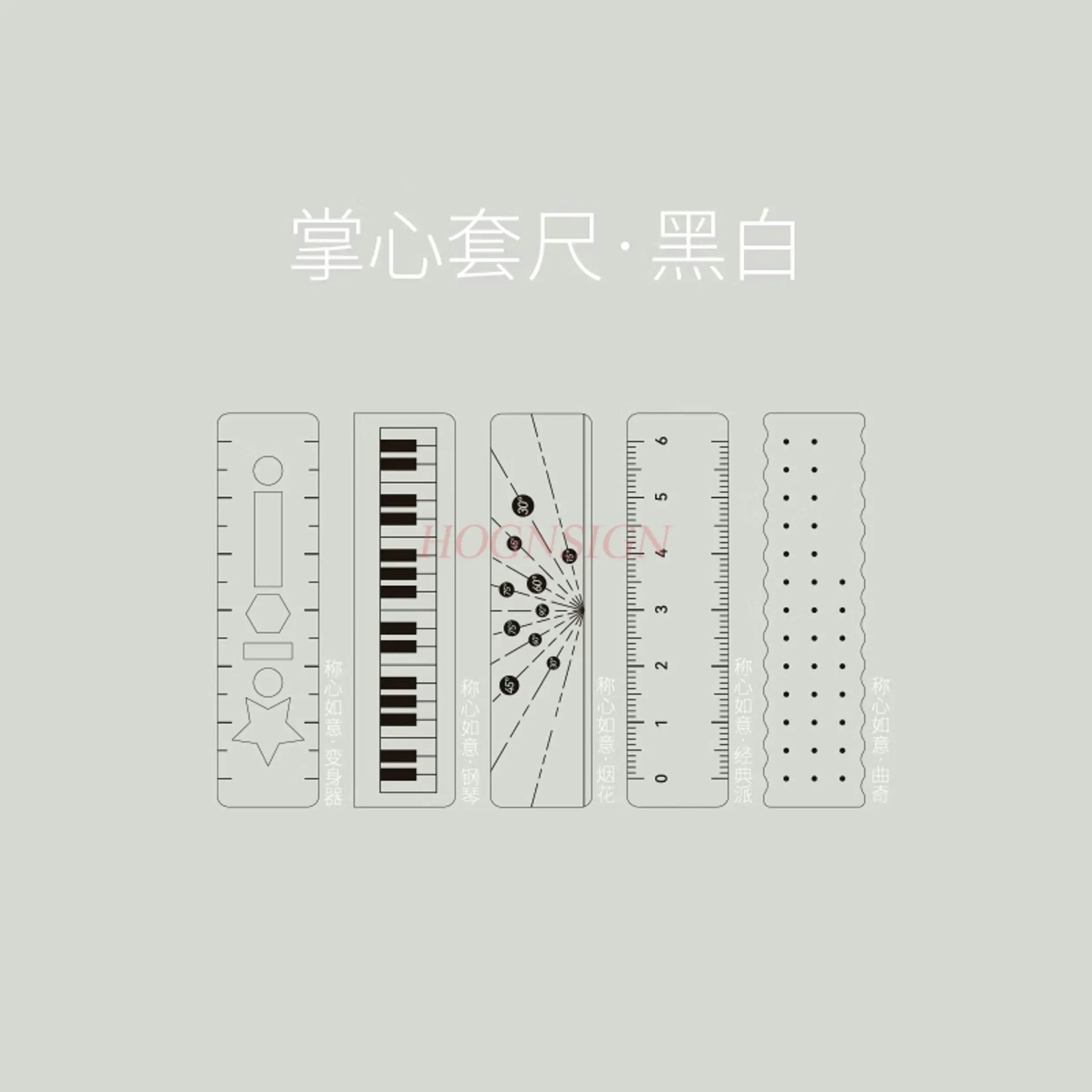 Regla de palma de 5 uds, cuaderno de color caramelo, mini escala, regla de onda transparente, regla recta