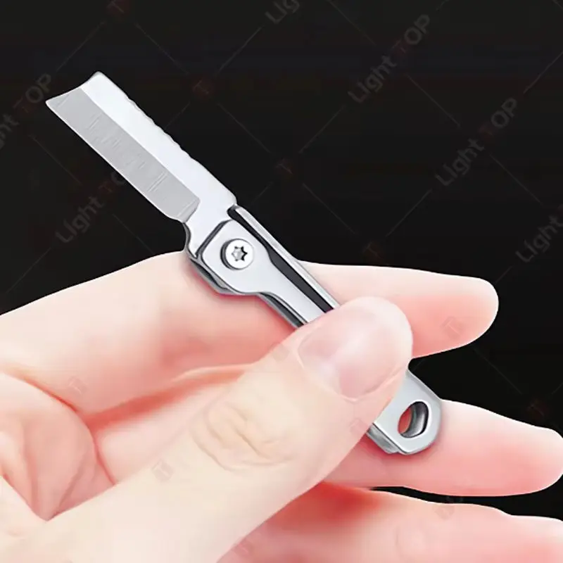 Mini Folding Knife Stainless Steel Pocket Knife Keychain Fruit Slicing Multi purpose DIY Hobby Knife Portable Utility Knife