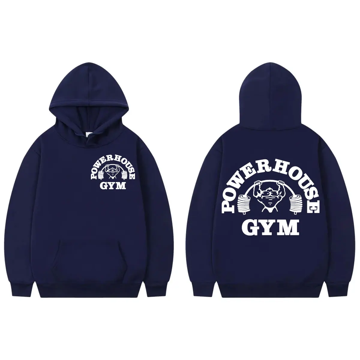 Powerhouse Gym Double Sided Print Hoodie Men\'s Geek Fitness Loose Hooded Sweatshirts Unisex Fashion Casual Long Sleeve Pullovers