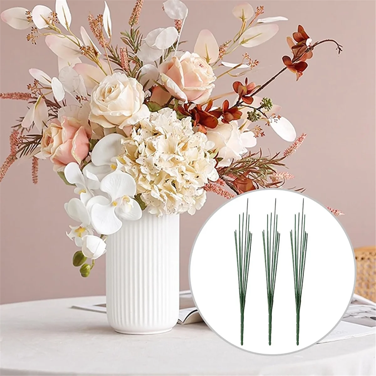 

【Эксклюзивный-Оферблат!】50 шт. 14 дюймов темно-зеленые стебли цветочной проволоки цветочная проволока для пластиковых искусственных цветочных поделок DIY Craft