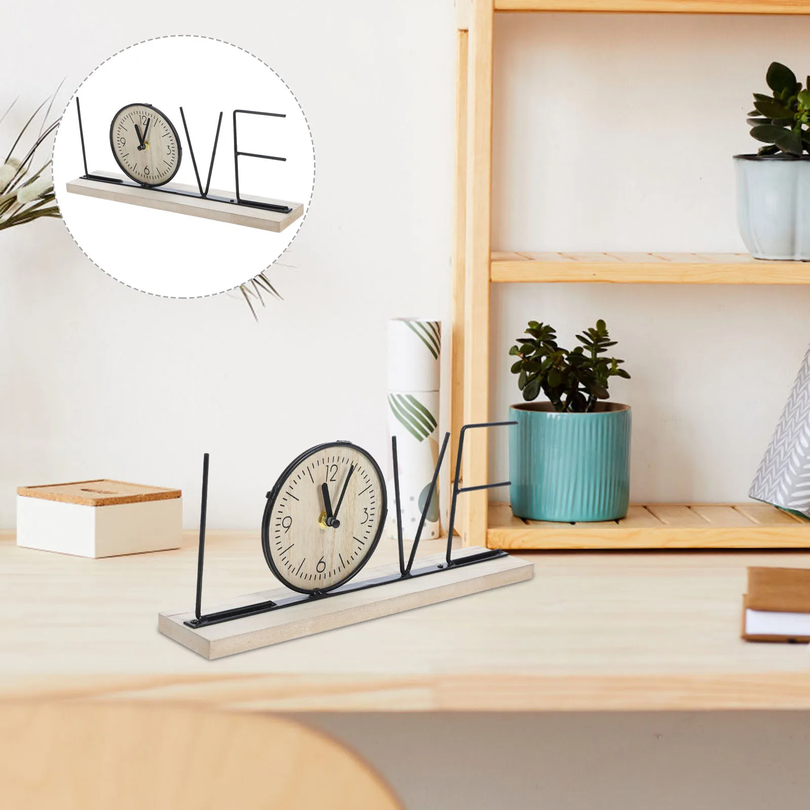 

Classic Vintage Love Letter Desktop Clock Retro Table Clock Decorative Ornament for Living Room Bedroom Office Coffee Shop Bar