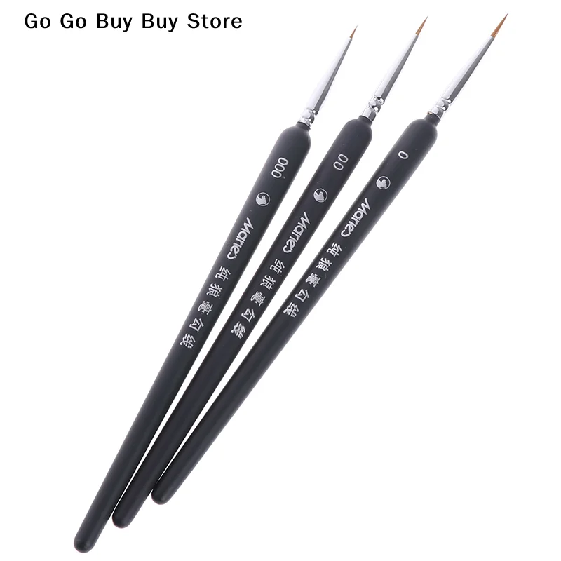【S】3Pcs 0/ 00/ 000 Gouache Watercolour Sketch Lines Pens Miniature Paint Wolf Hair Brush Professional Smooth Brushes For Art