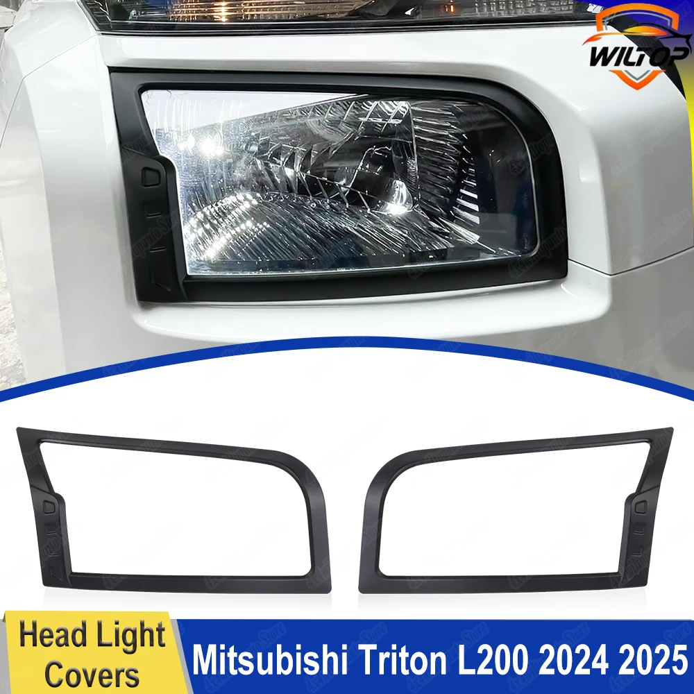 

Head Light Cover for Mitsubishi Triton L200 2024+ Front Lamp Hood Protector Trim ABS Matte Black Car Exterior Accessories