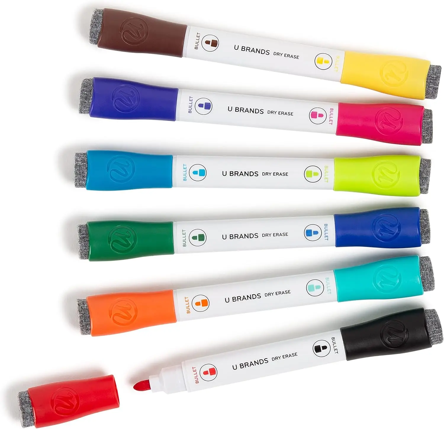 

Double-Ended Dry Erase Markers with Erasers, Set of 6, Assorted Colors, Low-Odor, ( mm) Point Green marker Lapiceros punta fina