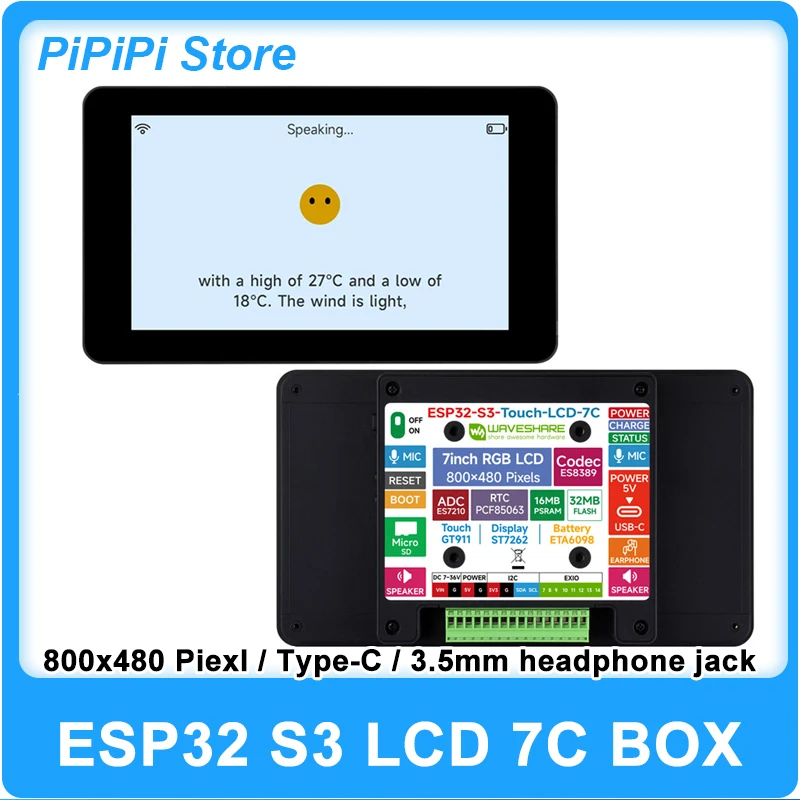 Waveshare ESP32 S3 Touch LCD 7C BOX 7inch 800×480 IPS Capacitive Touch Screen WiFi BLE5 32MB Flash 16MB PSRAM IoT HMI Dev Board