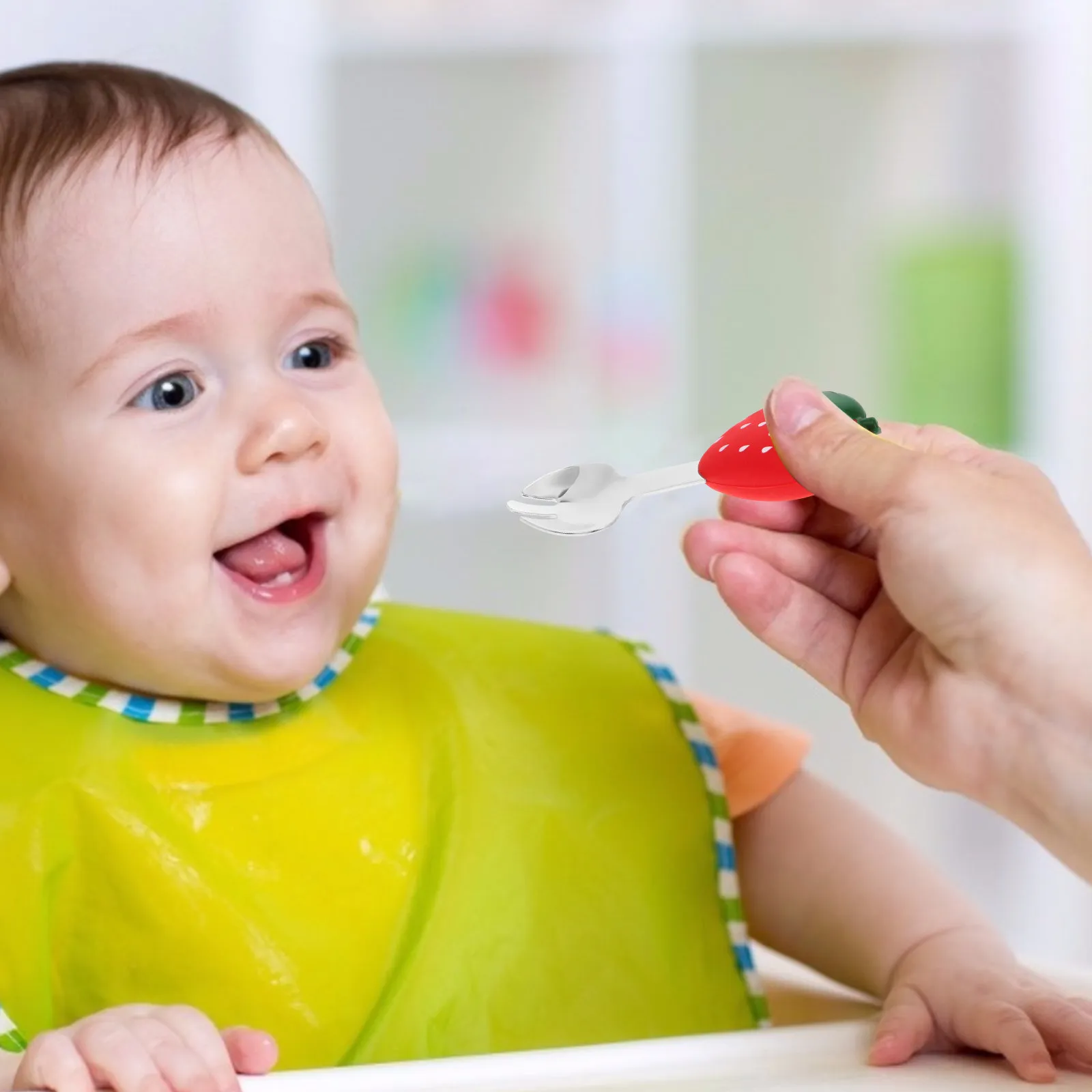 Toddler Cutlery Set Stainless Steel Fork and Spoon with Soft Food Grade Silicone Handles Ergonomic Small Size for Self Feeding