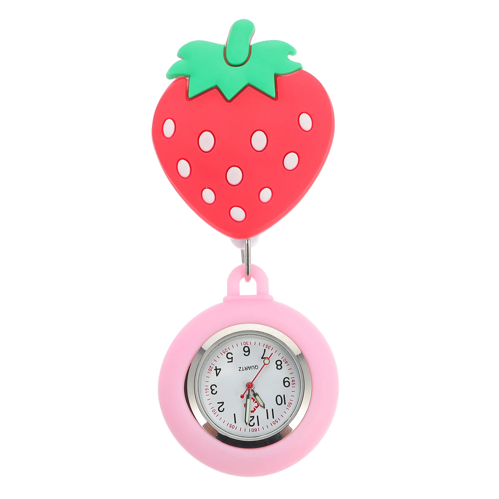 

Nurse Pocket Strawberry Doctor Pocket Watch Clip On Glass Strap Stretchable Large Dial Doctor Fob Watches Gifts Nurses