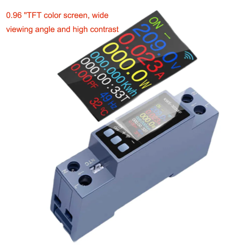 Timer Relay KWH Meter Electric Frequency Meter AC85-290V 8 In 1 TFT Color Screen 2 Phase AC Meter Voltage Current Power Meter