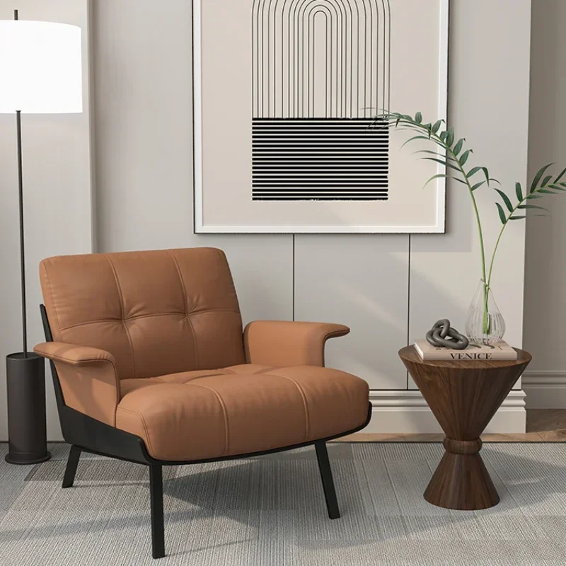 Designer Italian Simple Chair Balcony Bedroom Ergonomic Brown Chair Stretch Comy Cadeiras De Sala De Estar Nordic Furniture