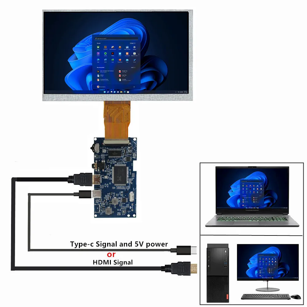 Imagem -02 - Ttl 1024*600 Tela Lcd Portátil Multi-purpose Universal Faça Você Mesmo Tipo-c Mini Hdmi Driver Placa de Controle Monitor 9-polegada 50pin