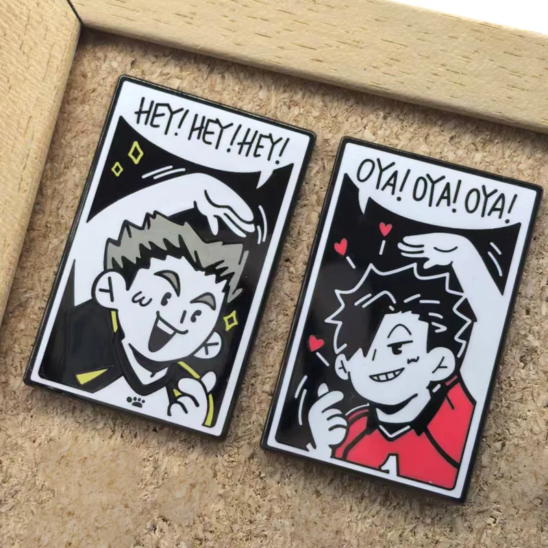 Anime Haikyuu!! Metal Badge Kuroo Tetsurou Bokuto Kotaro Pins Manga Brooches for Bag Backpack Clothing Lapel ACG Decor Cosplay