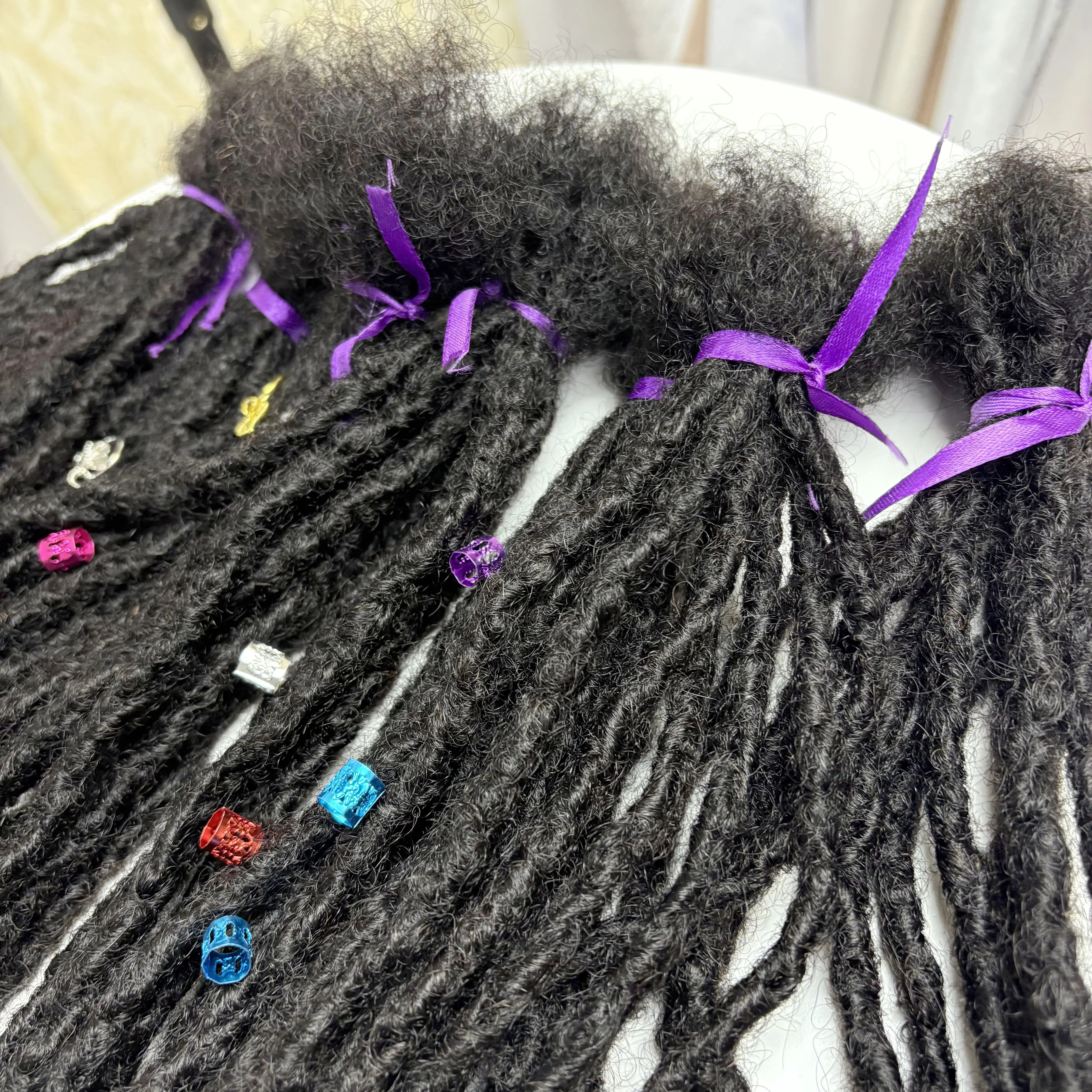 8-14inch Natural Loc Extension Human Hair with Curly Ends 100% Human Hair Handmade Inter Dreadlock Extension for Men Women Kids