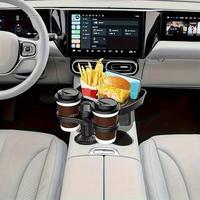 3-in-1 Detachable Car Cup Holder Tray-Expandable Food Table With 360° Rotating Design,Sturdy Base For Long Road Trips Table Tray