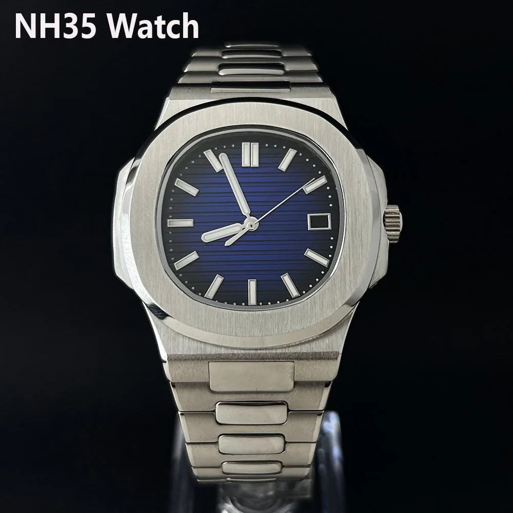

Мужские часы NH35, индивидуальный циферблат с логотипом, механические часы из нержавеющей стали, подходят для спортивных часов NH35