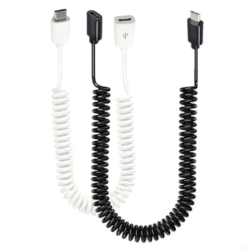 Versatile Micro USB Male to Female Spring Extension Cable for Tablet Earphones 193A