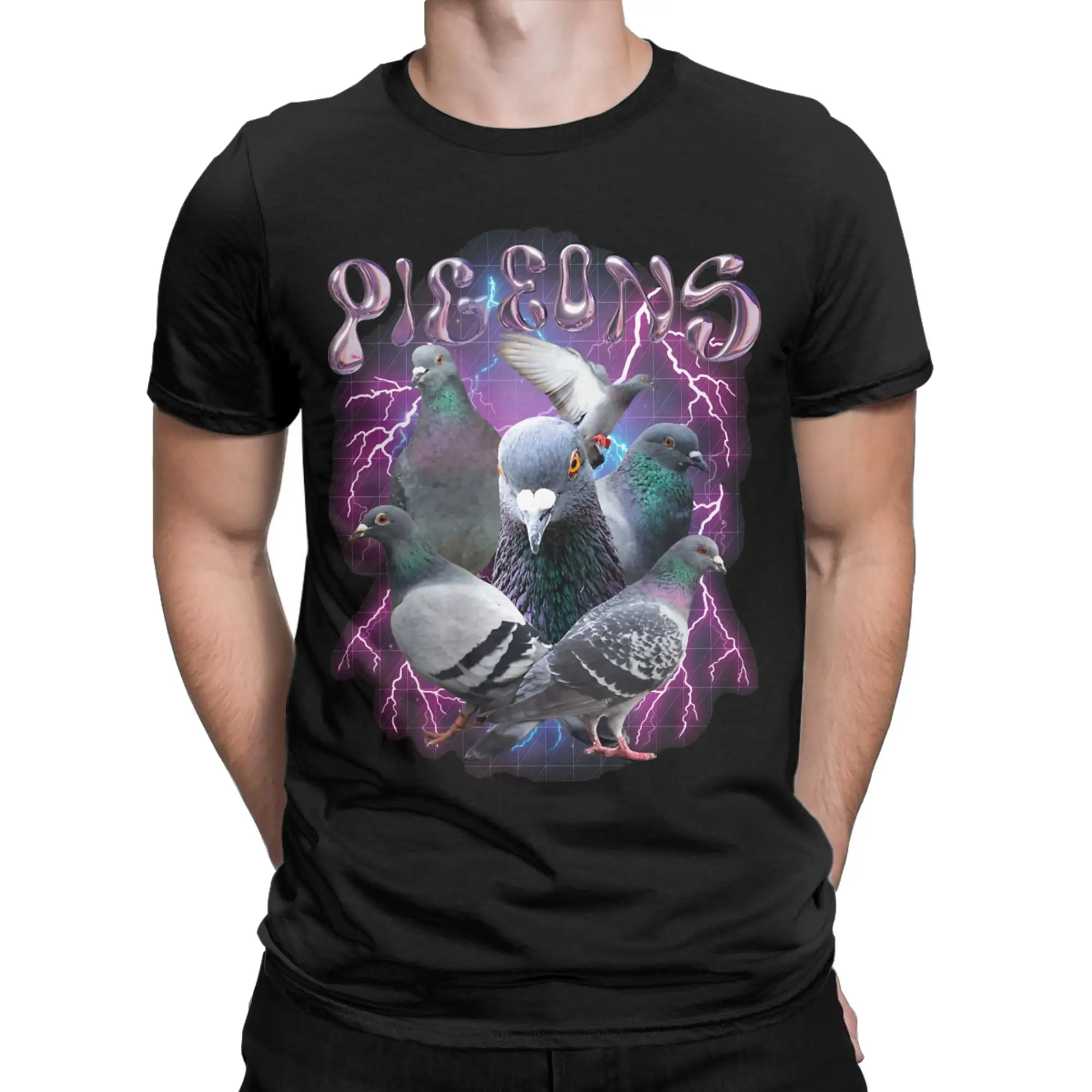 Priting PIGEON BOOTLEG Tshirts Men's Round Neck Short Sleeve Tops  Cotton Summer Tops