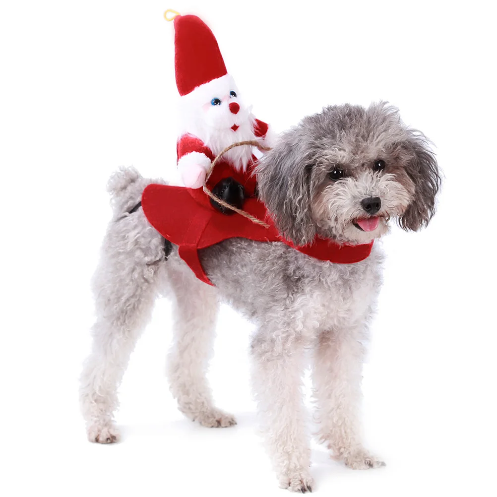 

Christmas Santa Riding Pet Costume Dog Clothes Party Pet Party Costume Cozy Coat Jacket Durable Comfortable Outdoor Red Size Xl