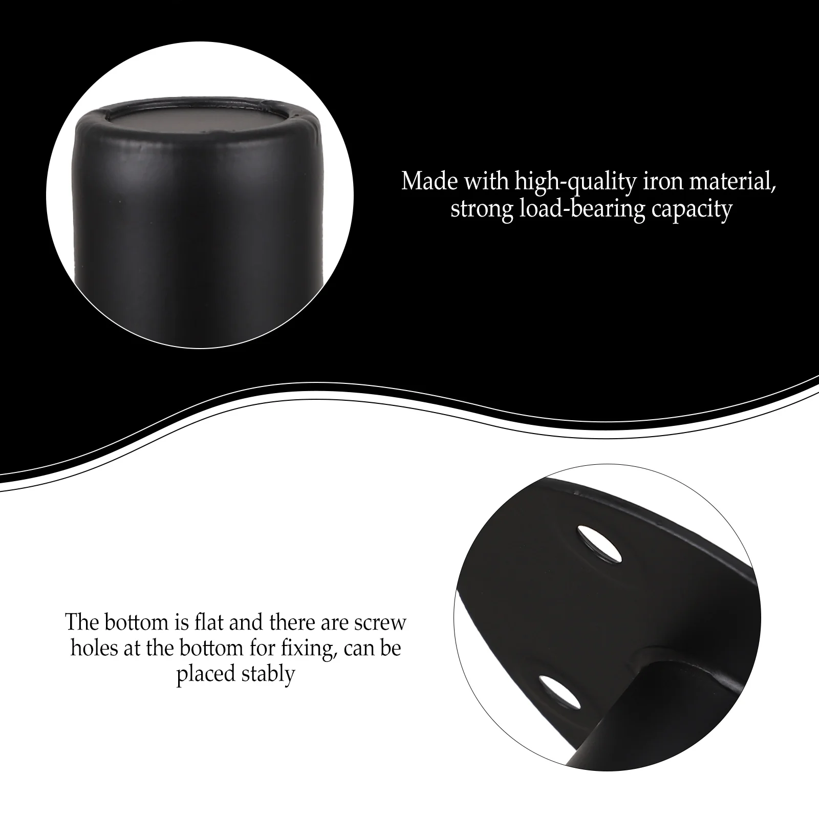 

1 pc Speaker Iron Bottom Mount Bracket Stand Holder Black Spray Strong Load Flat Bottom Screw Holes Fixing Stable Placement
