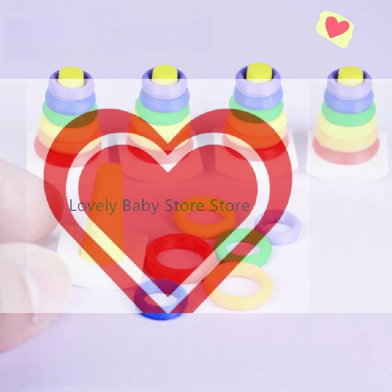 

【BS】2 набора развивающих игрушек-пирамидок для раннего развития, радужная башня-головоломка, развивающая интеллект, игрушка для малышей, подарок, кольца для складывания