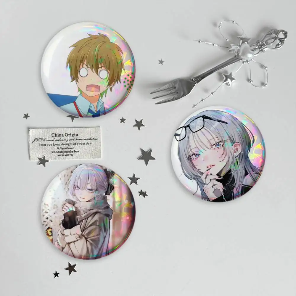 Haimiya-senpai wa Kowakute Kawaii Manga Brooches Cartoon Badge Pins Backpack Hat Accessories Friend Gift