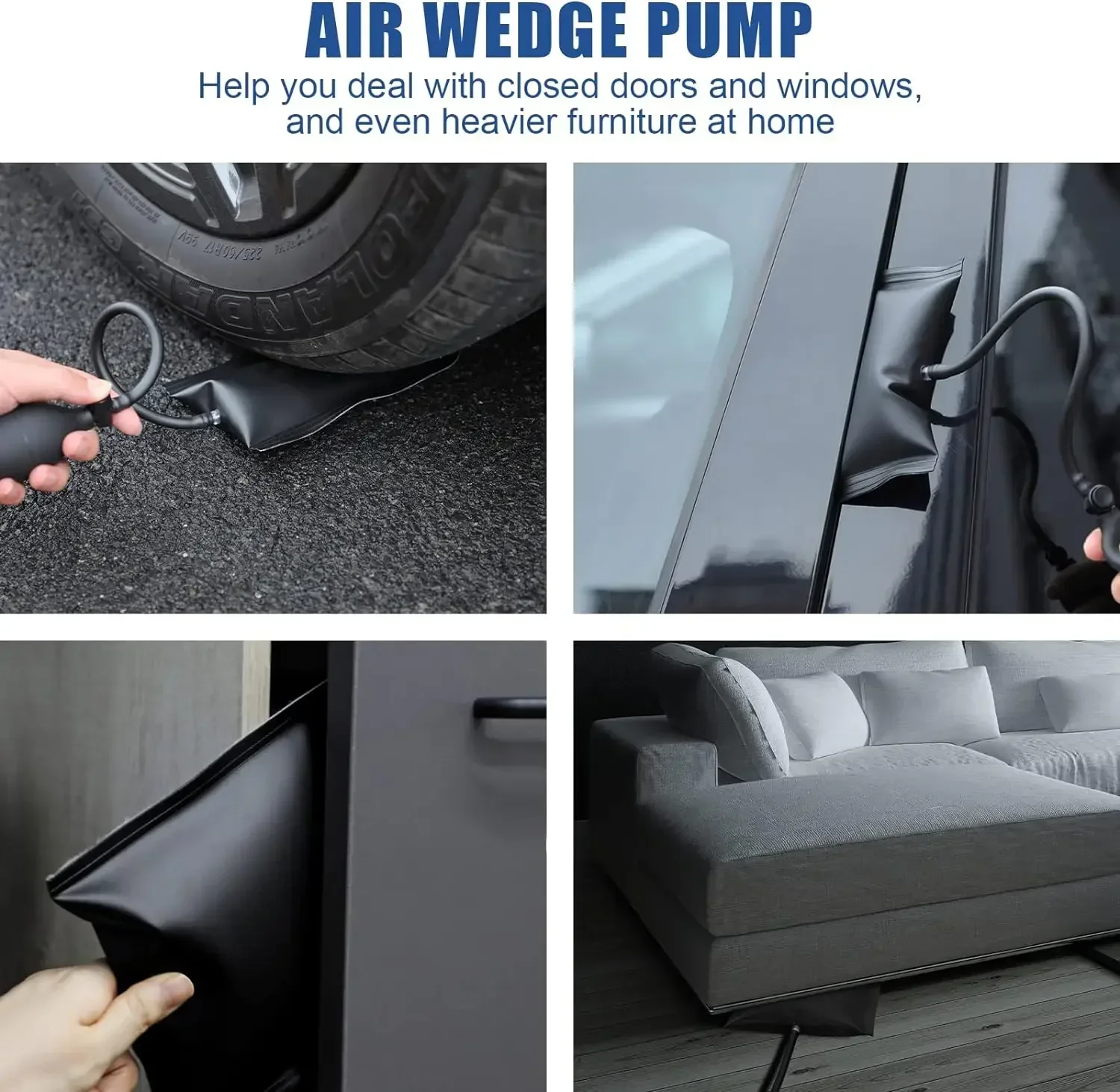 Car Door Tool Kit Inflatable Air Pump Auto Window Door Open Fixing Gripper Tools Long Reach Kits with Carrying Bag