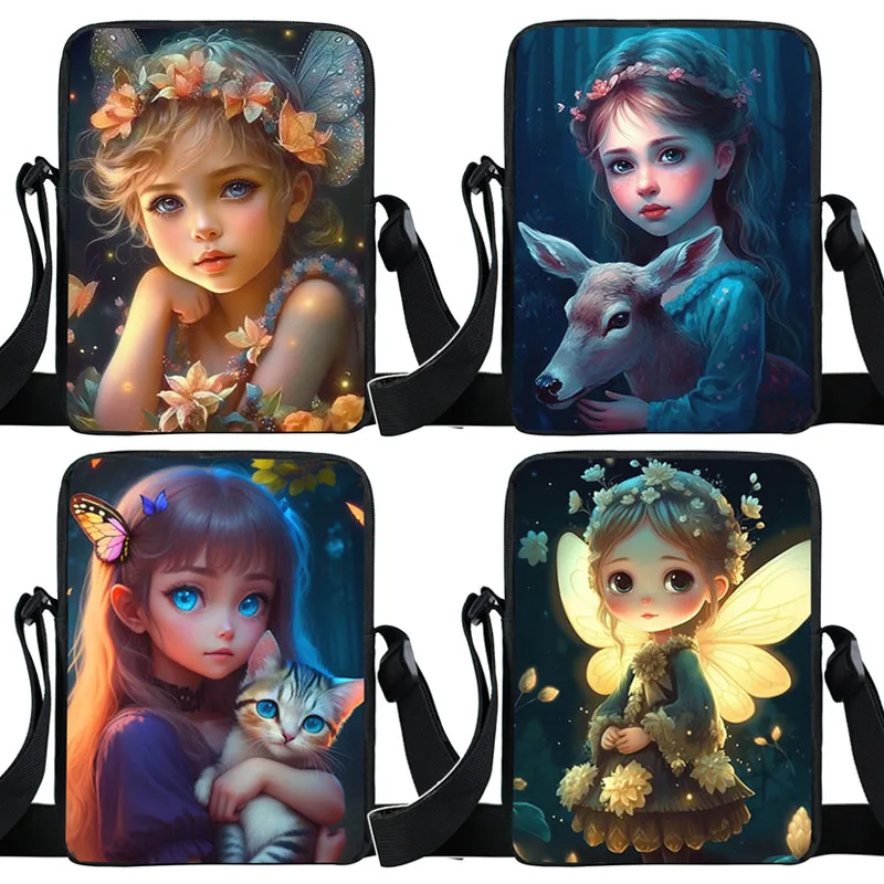 Mysterie Fee Engel Crossbody Tas Fantasie Bos Meisje Vrouwen Handtas Elf Cartoon Verf Schoudertassen Reishouder Messenger Bag