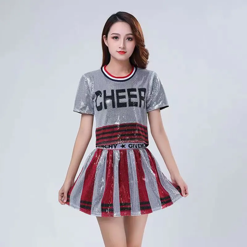 

Kpop Adult Jazz Dance Costumes for Women Hip Hop Disco Bling Sequins Jazz Street Dance Clothing Women Stage Cheerleader Outfits