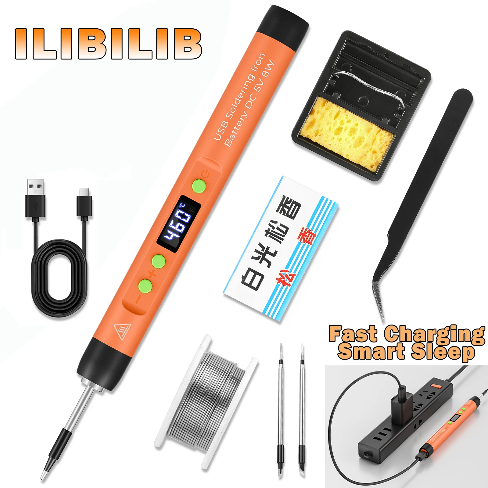 ILIBILIB DIY Welding Tool Set Including Tin Coil, Bracket, Portable LCD Digital Display Welding Set, Solder paste，Tweezers，Electronic Welding Tool