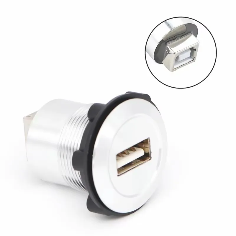 22mm USB connector socket  mounting diameter,Panle mouted/round connector/usb socket/ metal USB2.0 Female A to Female B
