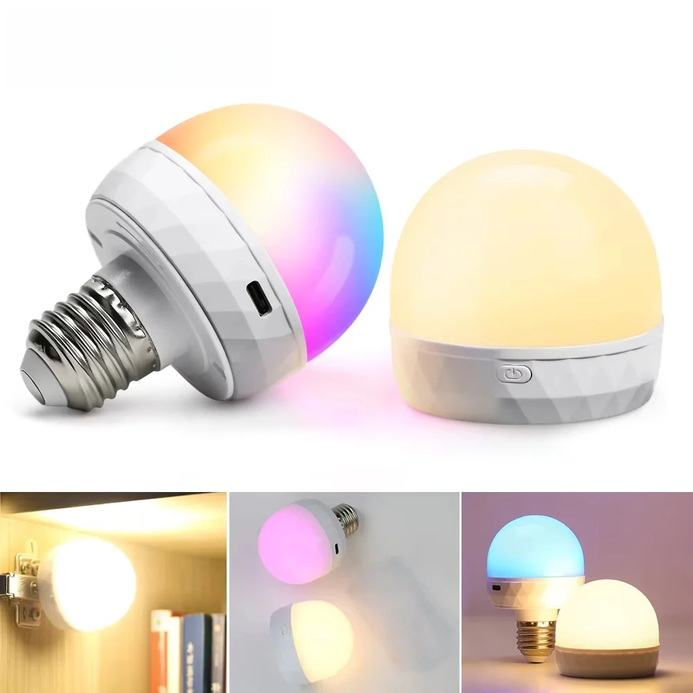 

RGB LED Light Bulb USB 5V Charging Smart Remote Control Dimmable For Bedroom Bedside Living Room Bar LED Lighting Fixtures