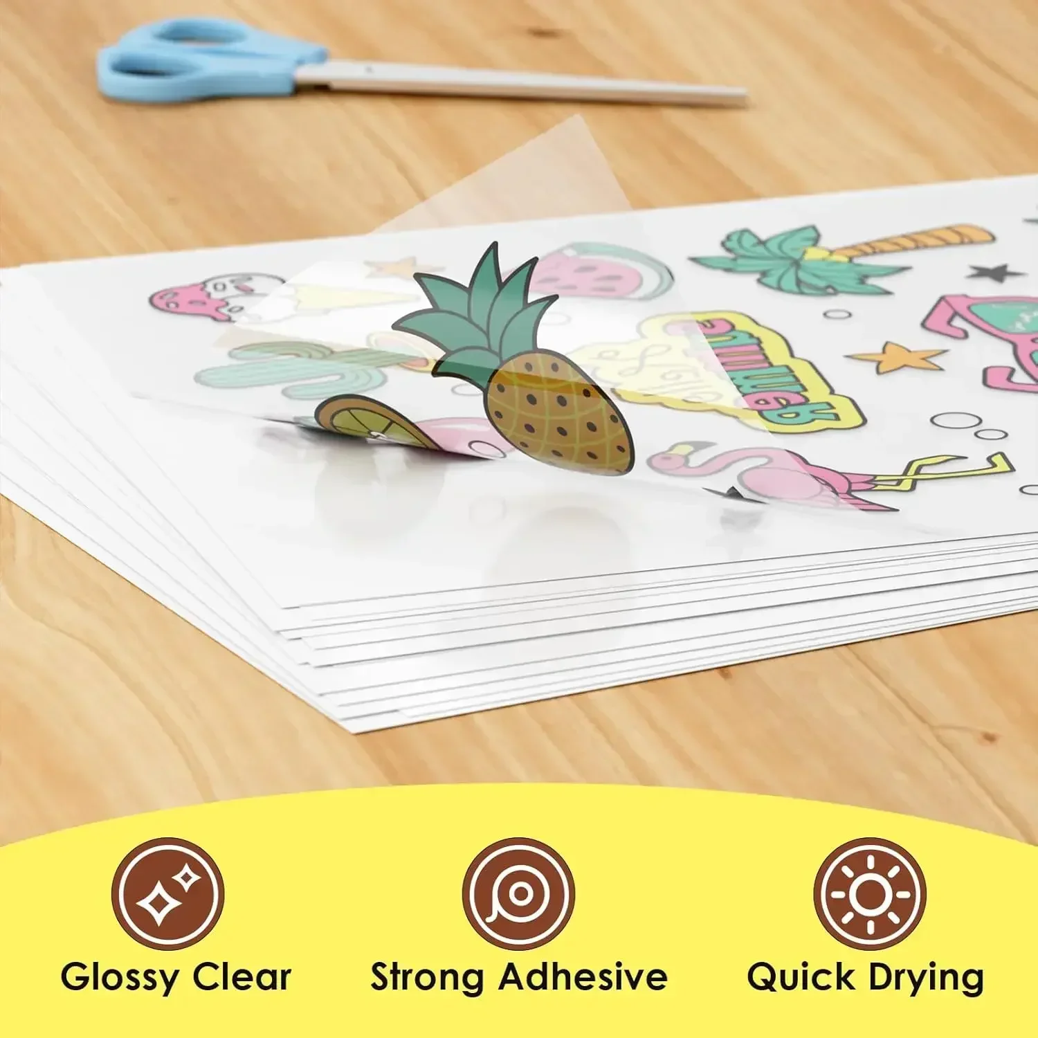 20Sheets Waterproof Glossy Clear Sublimation Transfer Sticker Paper 8.5 x 11 Inch for Custom Stickers,Coasters,Decals,Labels