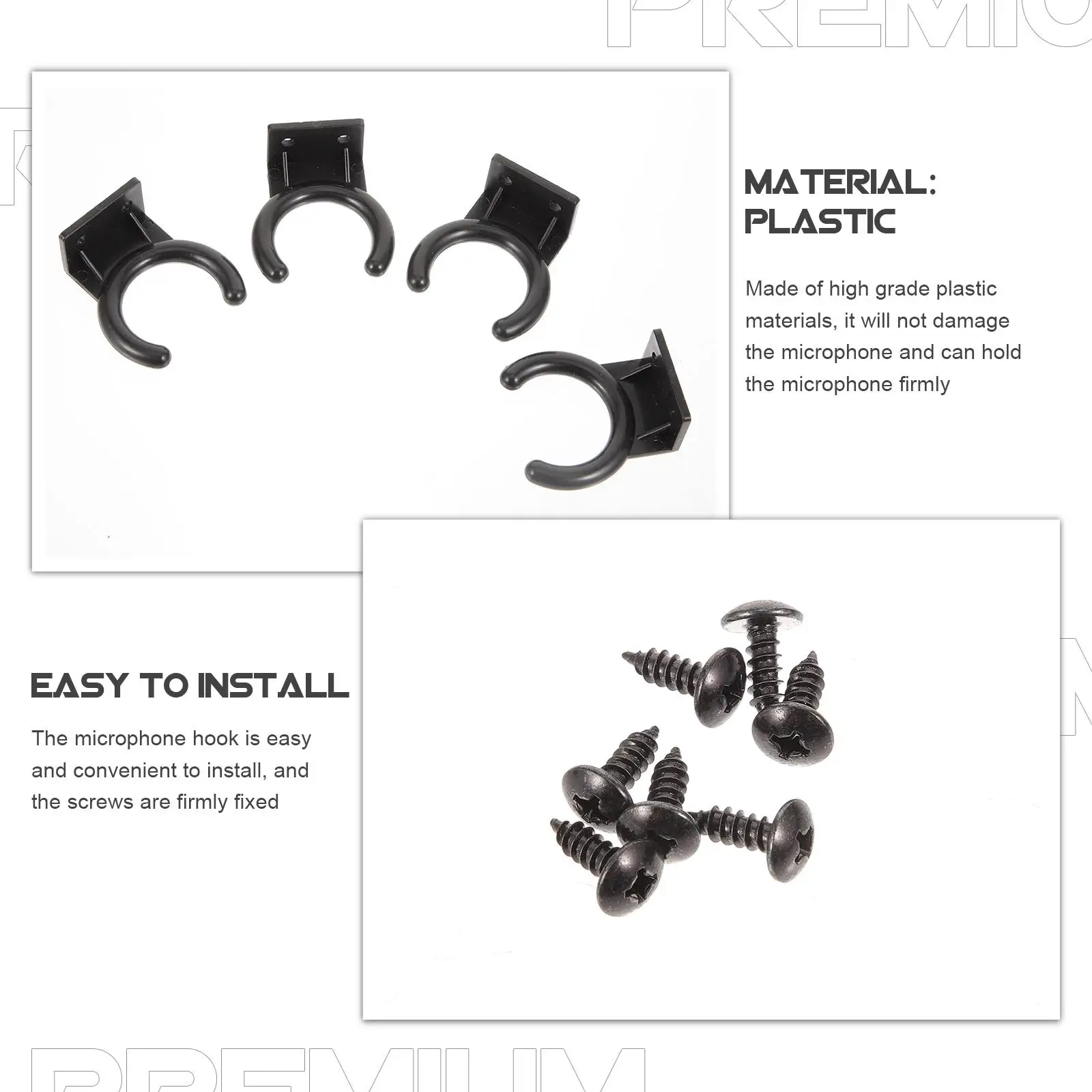 4pcs Microphone Hanging Ring Diameter Plastic Holder Storage Rack for Wireless Mic Stand KTV Home Hotel Conference Room Use