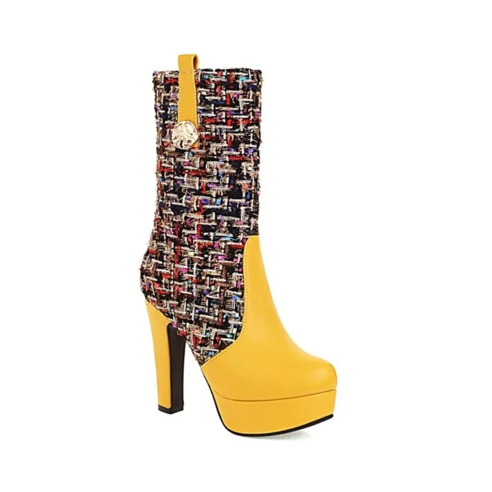 Knee High Boots Women Designer Sexy Fashion Round Toe High Heels Side Zipper Long Platform Boots Big Size 48 49 50 33-27
