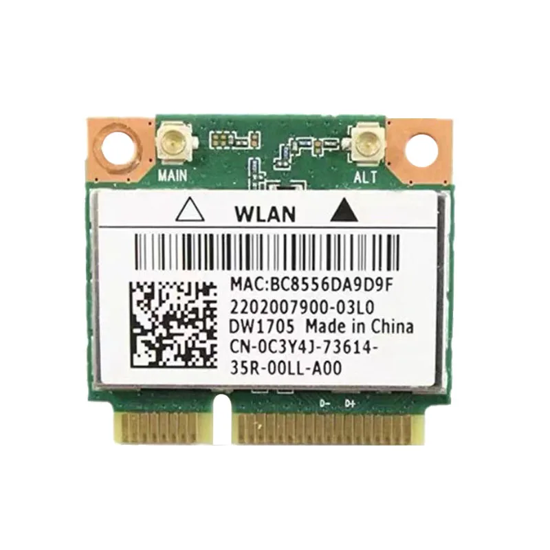 Беспроводная карта Wi-Fi Atheros DW1705, 802.11N +, Bluetooth 3,0, 150 Мбит/с, Half Mini PCI-E Wlan QCWB335 для DELL, Asus, Acer, Toshiba, Wi-Fi