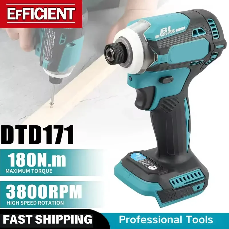 

Аккумуляторный ударный шуруповерт Makita 18V DTD171, бесщеточный, перезаряжаемый, беспроводной электроинструмент, с бесщеточным двигателем, комплект без аккумулятора и зарядного устройства.