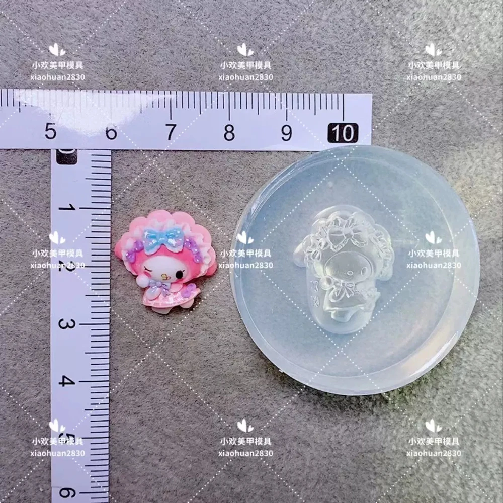 Cute Sanrio Kuromi Mymelody Blink Acrylic Nails Mold Doll Finished Product Lollipop 3D Silicone Finished Handwork Nails Mold