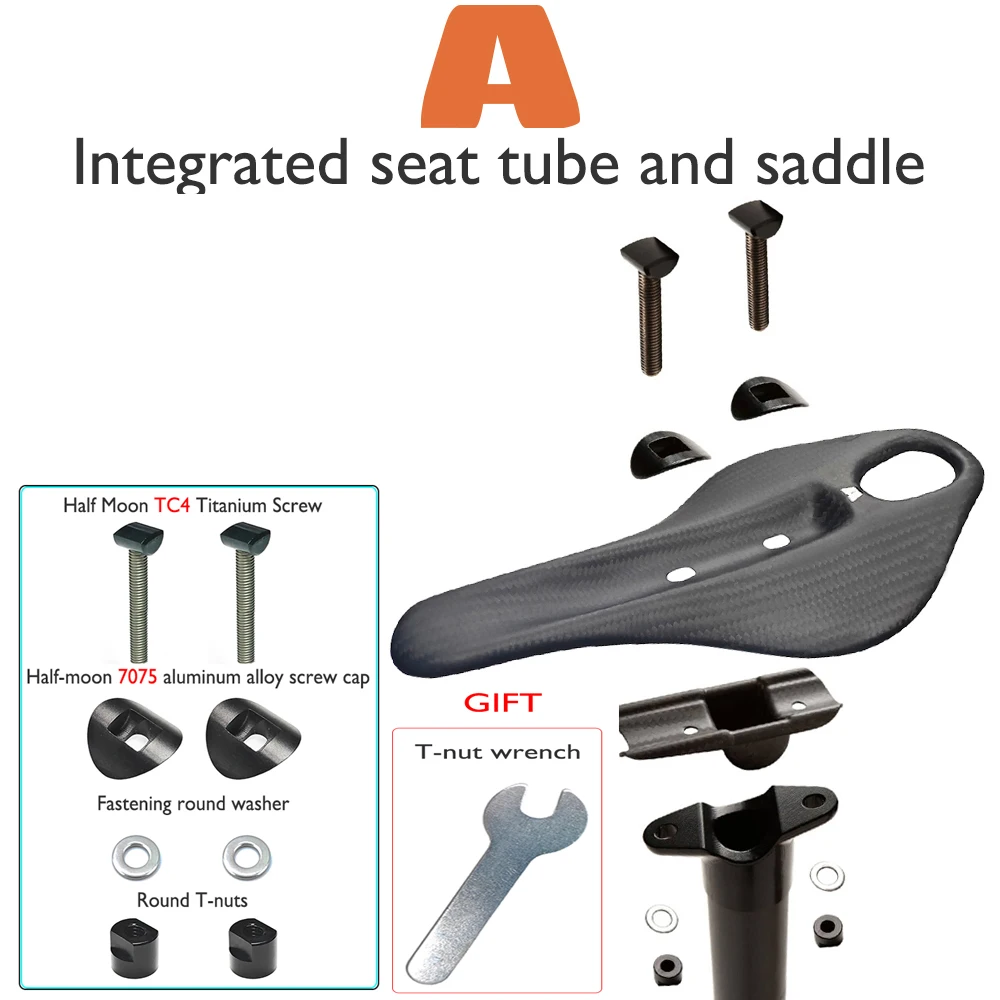 

Black Carbon Fiber Integrated Seat Tube Saddle Ultralight Bicycle Seat 3K Matte/Glossy 27.2/30.8/31.6mm Bicycle Accessories