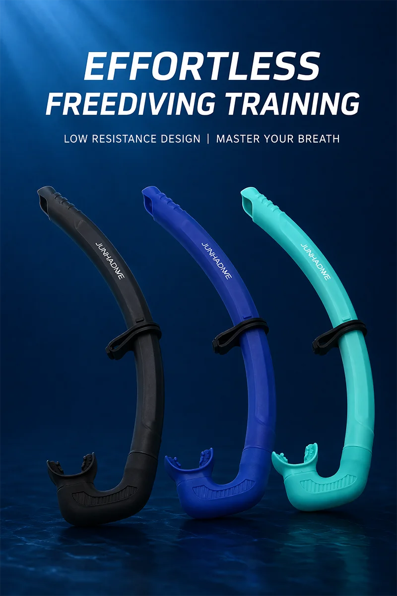 JUNHAIDIVE S319 Wet Snorkel, 360° Rotatable Tube, Soft Silicone Mouthpiece, Comfort Design for Freediving Beginners, Pool Traini