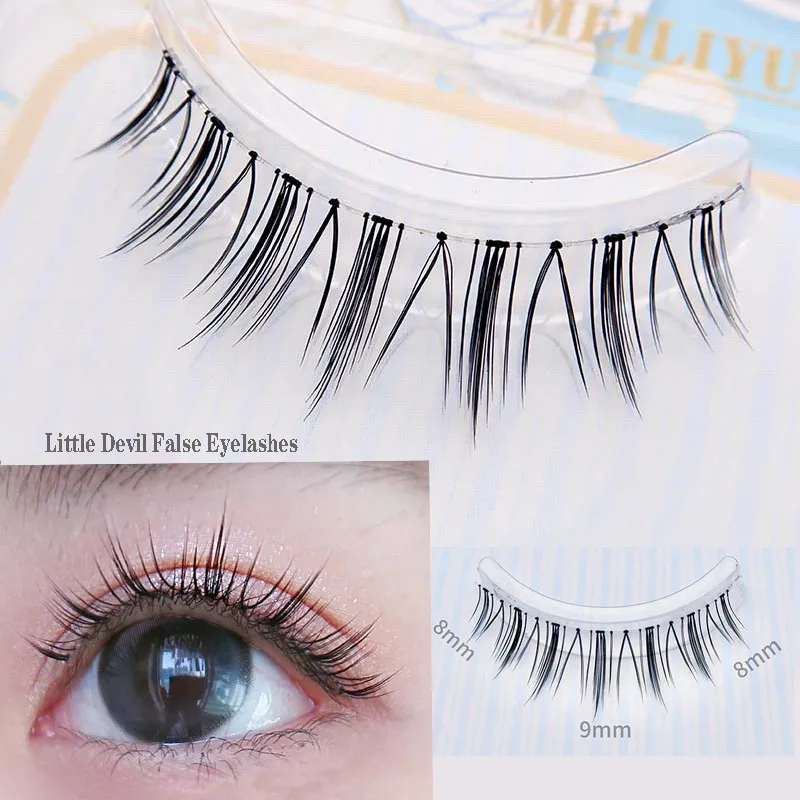 

New Natural Transparent Stem False Eyelashes Korean Small Devil Thick Cross Eye Lashes Makeup Fairy Eyelash Wholesale